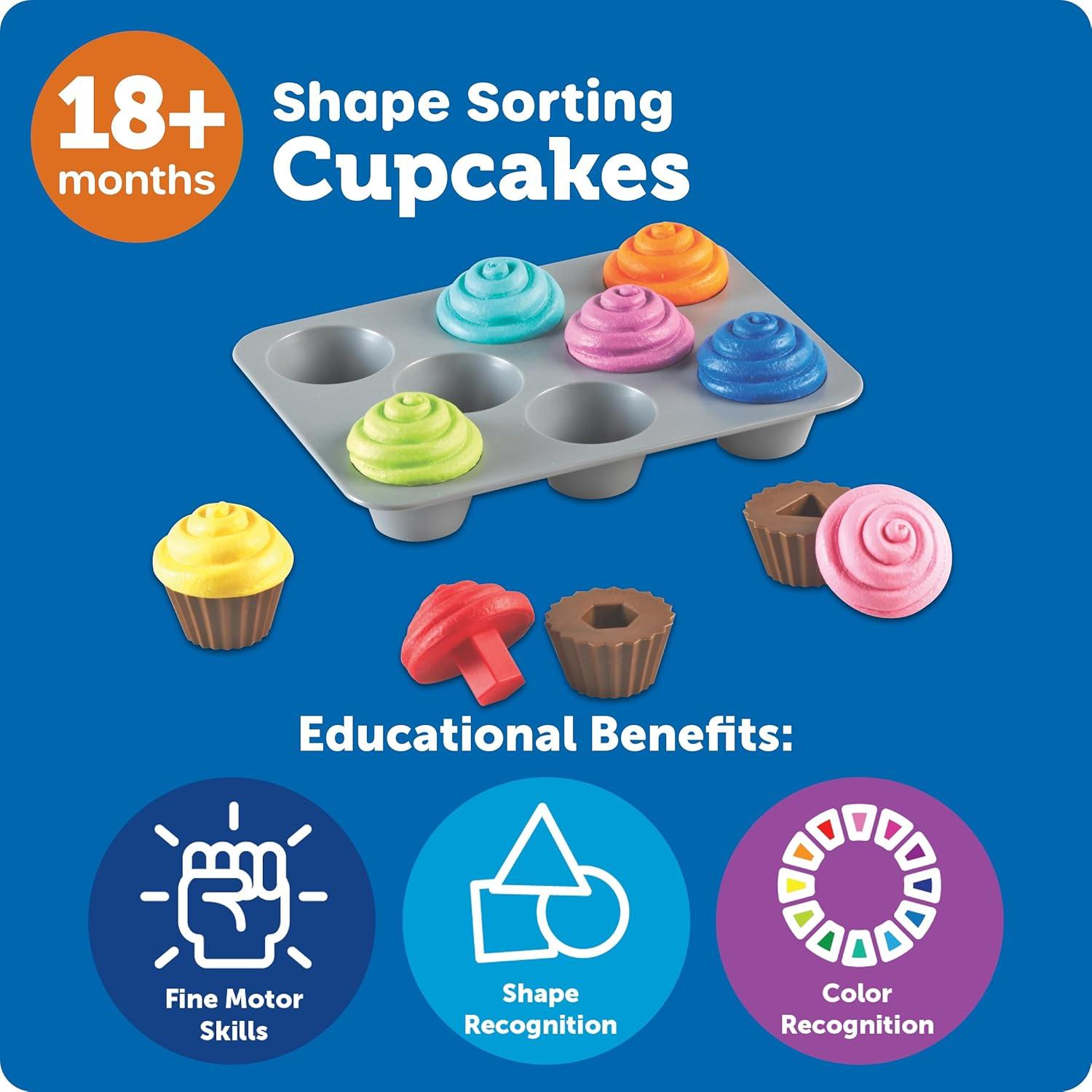 imageLearning Resources Smart Snacks Shape Sorting Cupcakes17 Pieces Ages 18 Months Fine Motor Color ampamp Shape RecognitionSingle