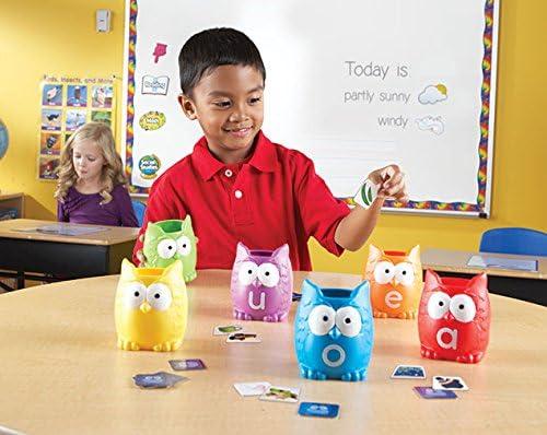 imageLearning Resources Vowel Owls Sorting Set Word Recognition Assorted Colors Set of 6 Ages 5