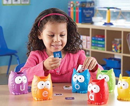 imageLearning Resources Vowel Owls Sorting Set Word Recognition Assorted Colors Set of 6 Ages 5