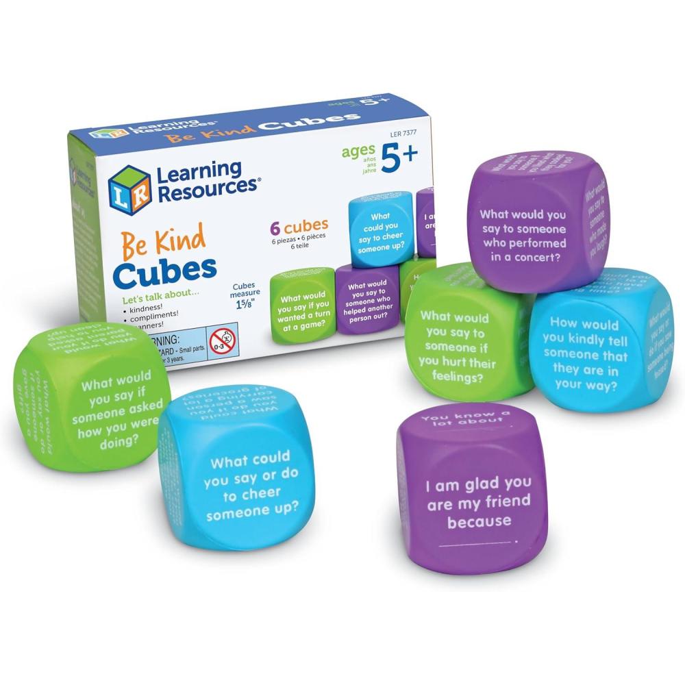 imageLearning Resources Be Kind Cubes Autism Learning Materials Speech Therapy Materials Social Emotional Learning Toys and Games for Kids 6 Pieces Ages 5Be Kind Cubes