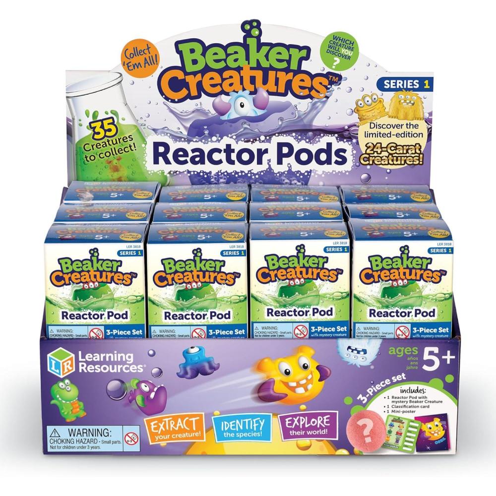 imageLearning Resources Beaker Creatures Reactor Pod 24 Pack Pods Homschool Science Alien Collectibles STEM Assorted Colors Ages 5