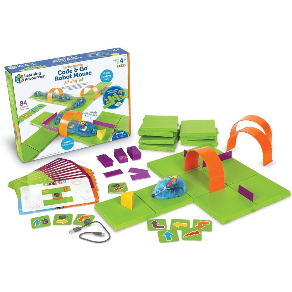 imageLearning Resources Code ampamp Go Robot Mouse Activity Set Rechargeable ScreenFree Early Coding Toy for Kids Interactive STEM Coding Pet Ages 4 83 Pieces