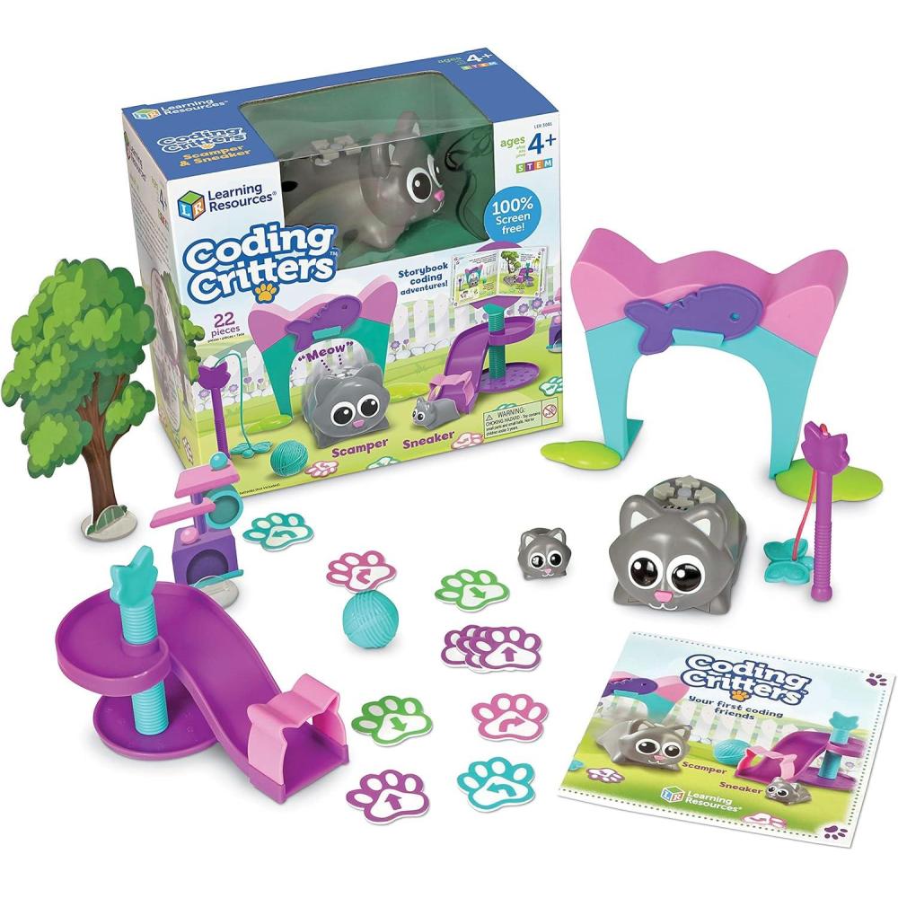 imageLearning Resources Coding Critters Scamper ampamp Sneaker  22 Pieces Ages 4 Educational Learning Games ScreenFree Early Coding Toy for Kids Interactive STEM Coding Pet
