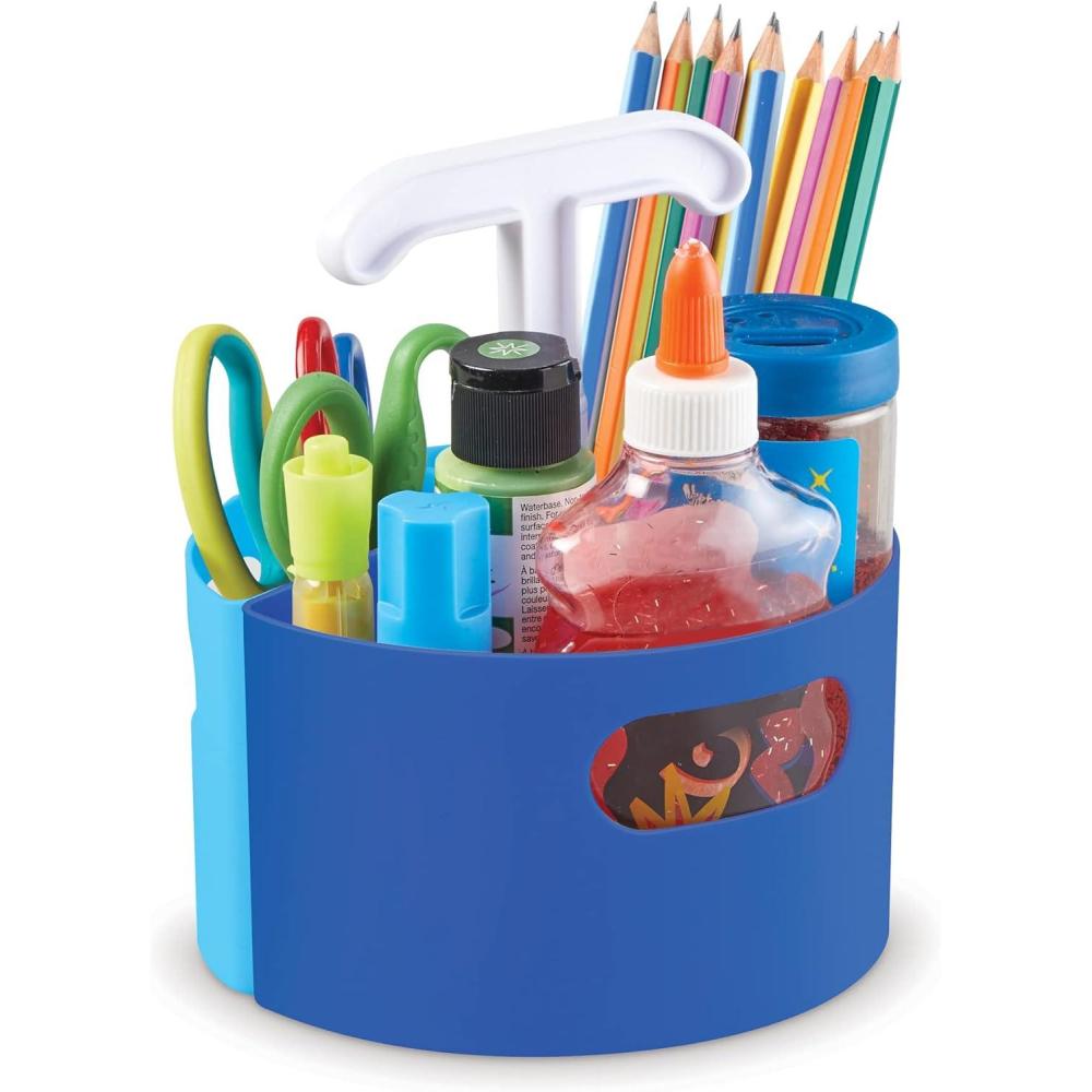 imageLearning Resources CreateaSpace Storage Mini Center Back to School Resources for Teachers Small Space Storage Teacher Organizer Home School Accessories 4 Piece SetBlue