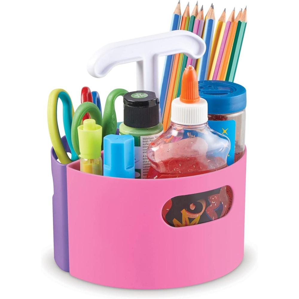 imageLearning Resources CreateaSpace Storage Mini Center Pink Classroom Craft Keeper Maker Space Small Space Storage Teacher Organizer Home School Accessories 4 Piece Set