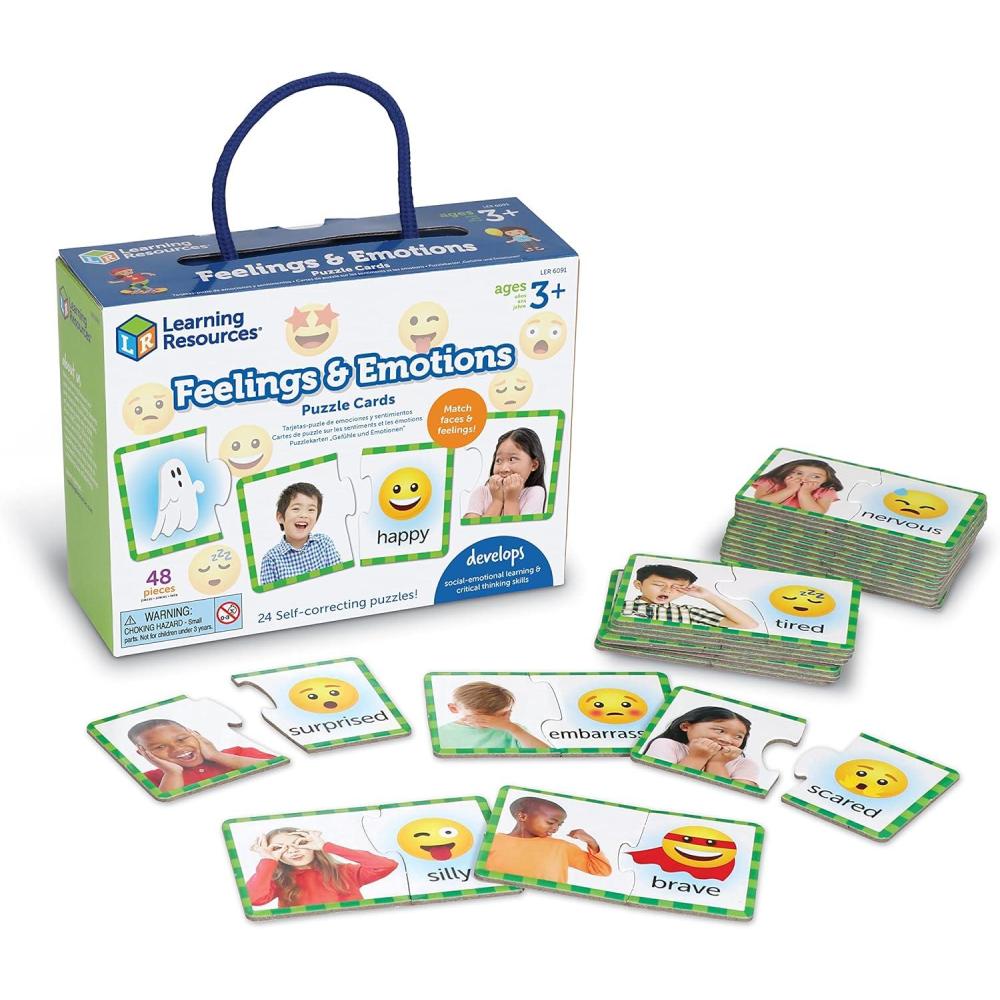 imageLearning Resources Feelings ampamp Emotions Puzzle Cards 48 Pieces Ages 3 Social Skills speech therapy materials Social Emotional Learning Toys and Games for KidsMedium