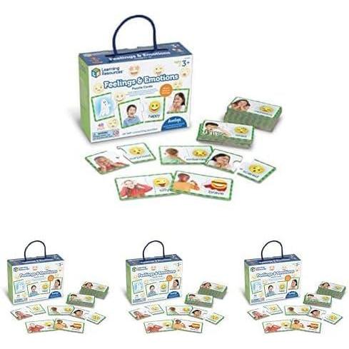 imageLearning Resources Feelings ampamp Emotions Puzzle Cards 48 Pieces Ages 3 Social Skills speech therapy materials Social Emotional Learning Toys and Games for KidsMedium Pack of 4