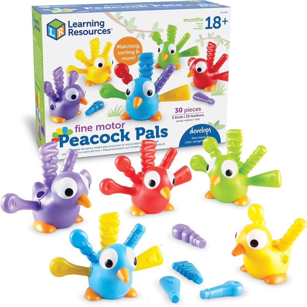 imageLearning Resources Fine Motor Peacock Pals  5 Pieces Ages 18 months Toddler Learning Toys Fine Motor and Sensory Toys