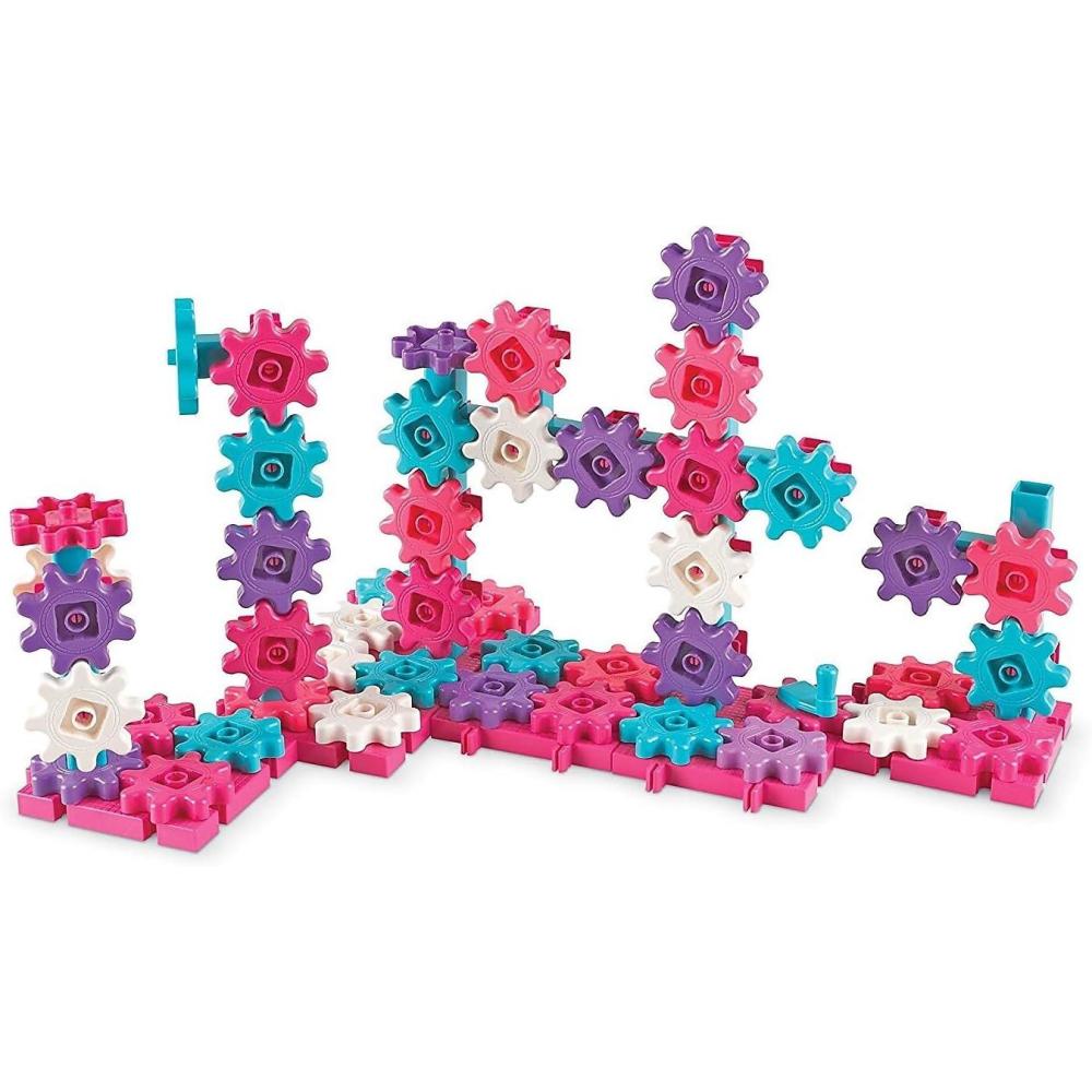 imageLearning Resources Gears Gears Gears 100Piece Deluxe Building Set  Ages 3 Preschool Building Sets Gears Toys for Kids STEM Toys for Toddlers Construction Toy Set100 Piece Set  Pink