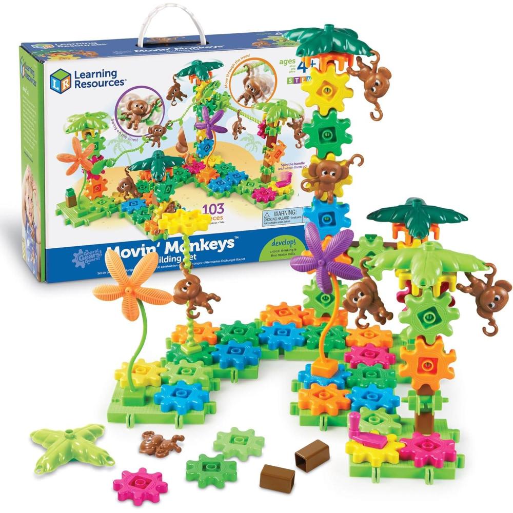 imageLearning Resources Gears Gears Gears Movin Monkeys Building Play Set 103 PiecesMovin Monkeys