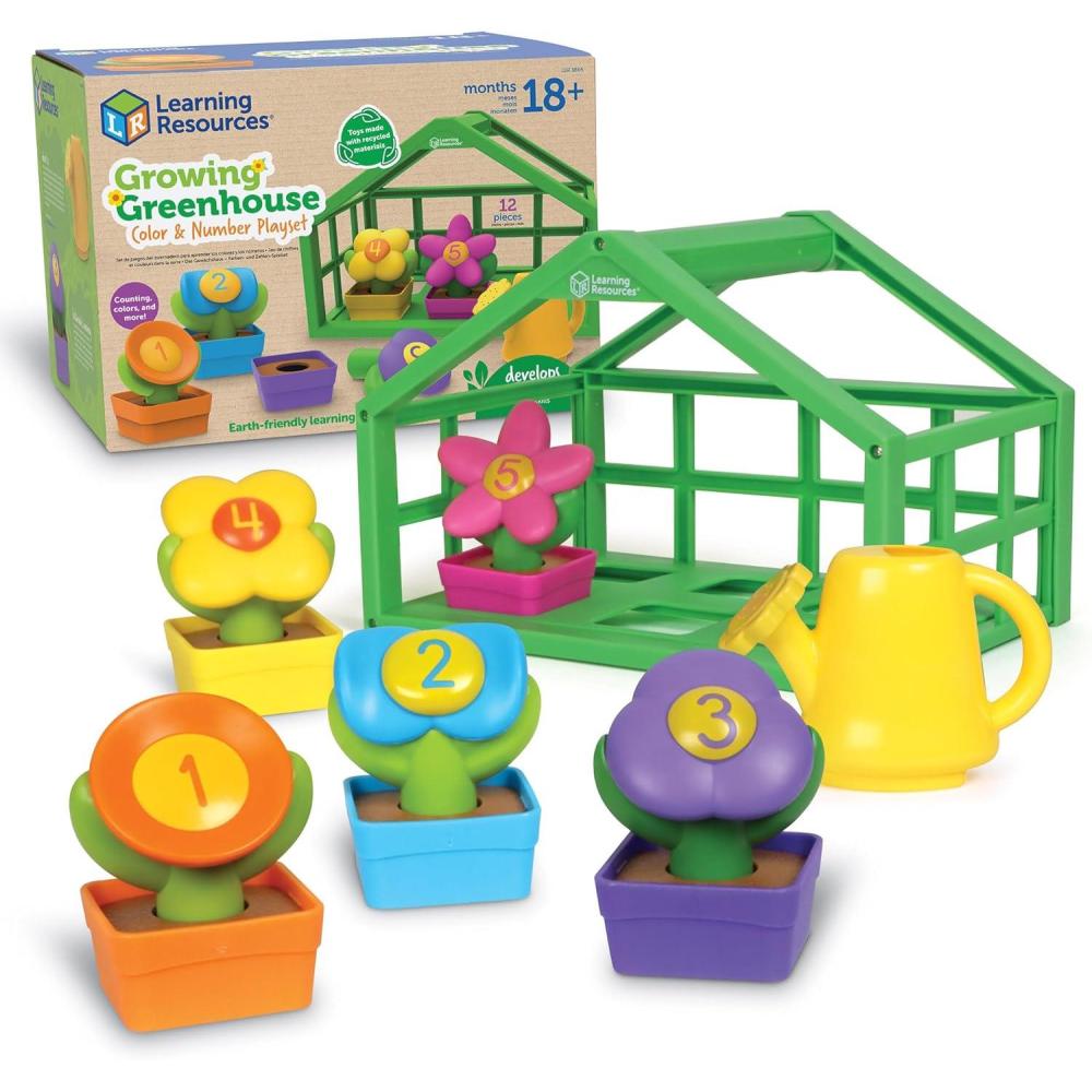 imageLearning Resources Growing Greenhouse Color ampamp Number Playset Preschool Learning Activities Montessori Toys Easter Toys Ages 18 Month 12 Pieces