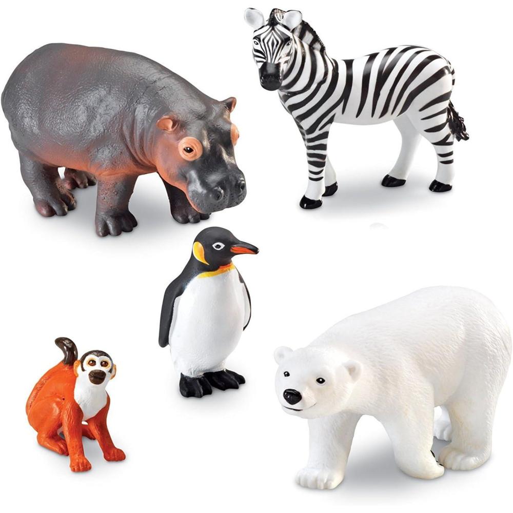 imageLearning Resources Jumbo Zoo Animals I Monkey Penguin Zebra Polar Bear and Hippo 5 Animals Ages 2
