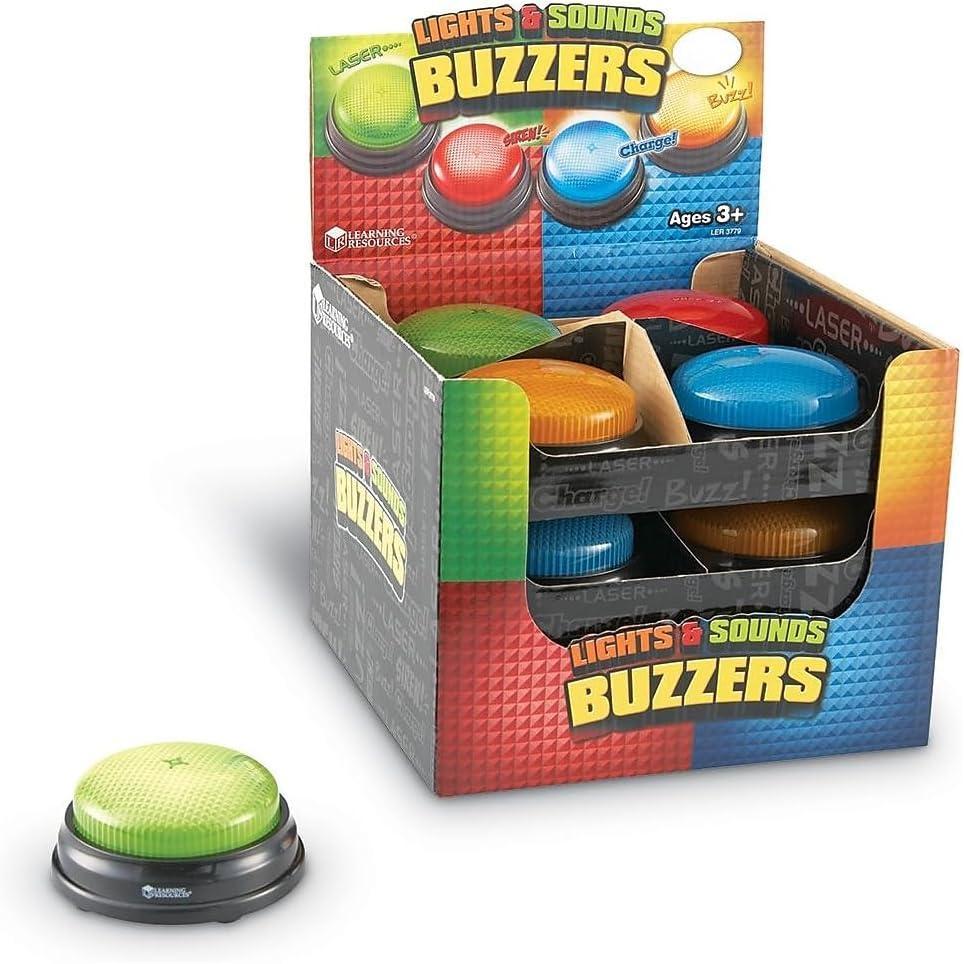 imageLearning Resources Lights and Sounds Buzzers Game Show Buzzers Classroom Supplies Trivia Night Buzzers Set of 12 Ages 3