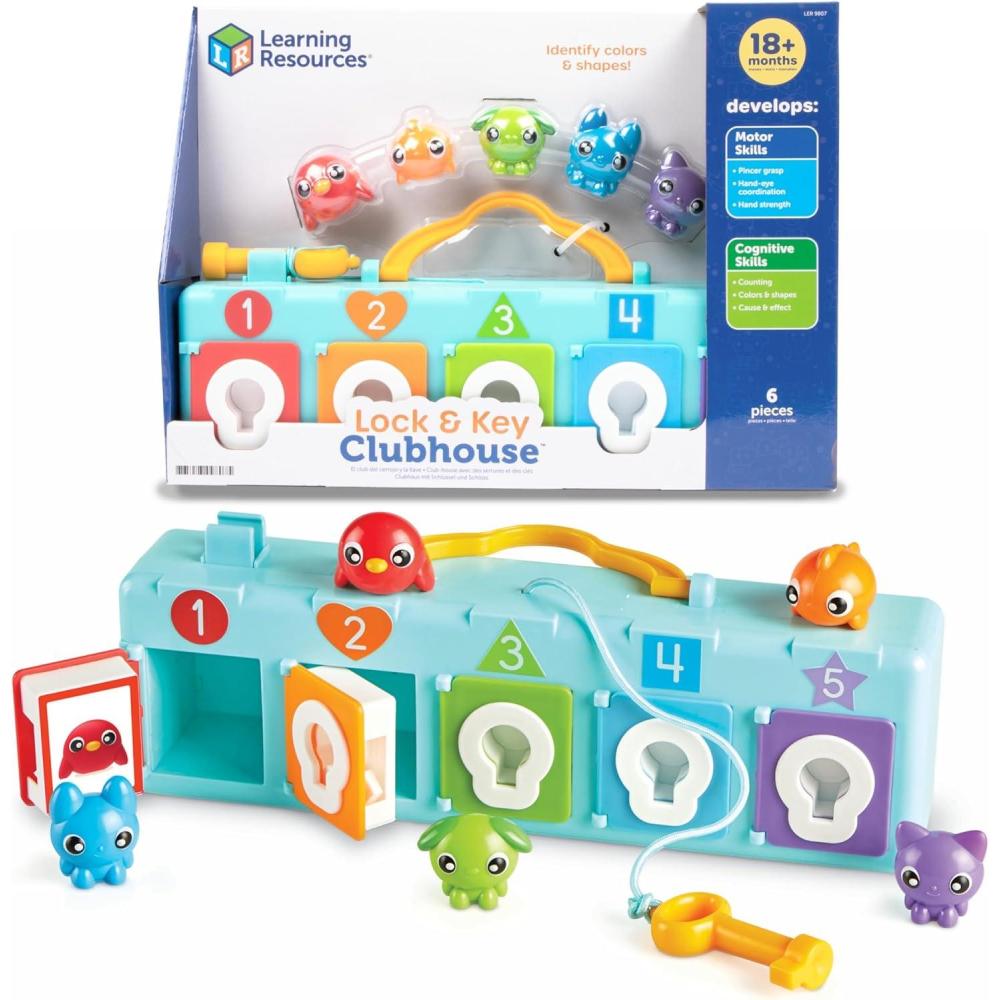 imageLearning Resources Lock ampamp Key Clubhouse Counting and Fine Motor Games Combination Lock Toy  Montessori Activity Center For Kids Preschool Learning Activities Boy and Girls Gifts