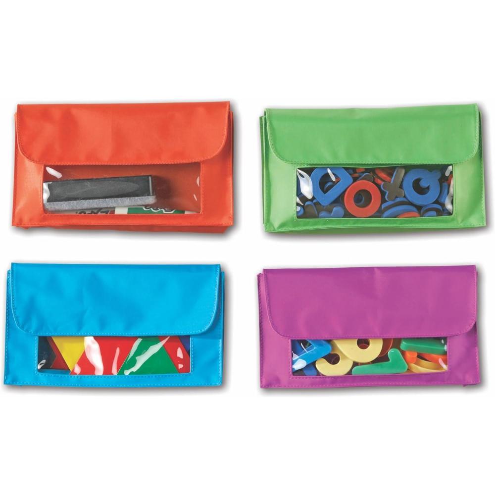 imageLearning Resources Magnetic Storage Pockets Set of 4 in 4 ColorsWhiteboard Accessory Case Classroom Organization Back to School SuppliesTeacher Supplies