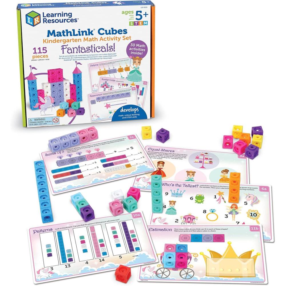 imageLearning Resources MathLink Cubes Early Math Activity Set  115 Pieces Ages 4 Kindergarten STEM Activities Math Cubes Activity Set and Games for Kids Mathlink Cubes Activity SetFantasticals