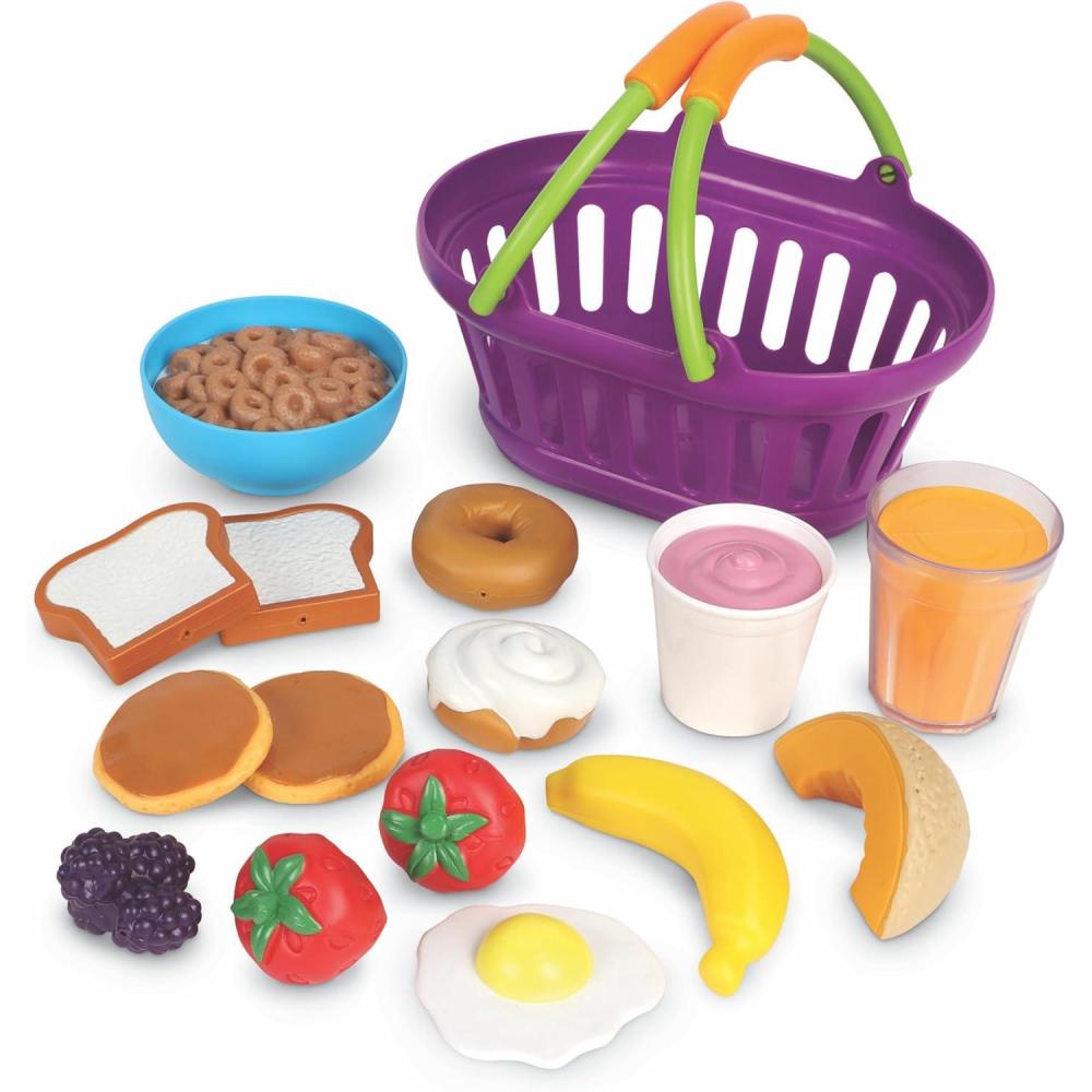 imageLearning Resources New Sprouts Breakfast Foods Basket  16 Pieces Ages 18 months Pretend Play Food for Toddlers Toddler Kitchen Toys Preschool Learning ToysBreakfast Basket