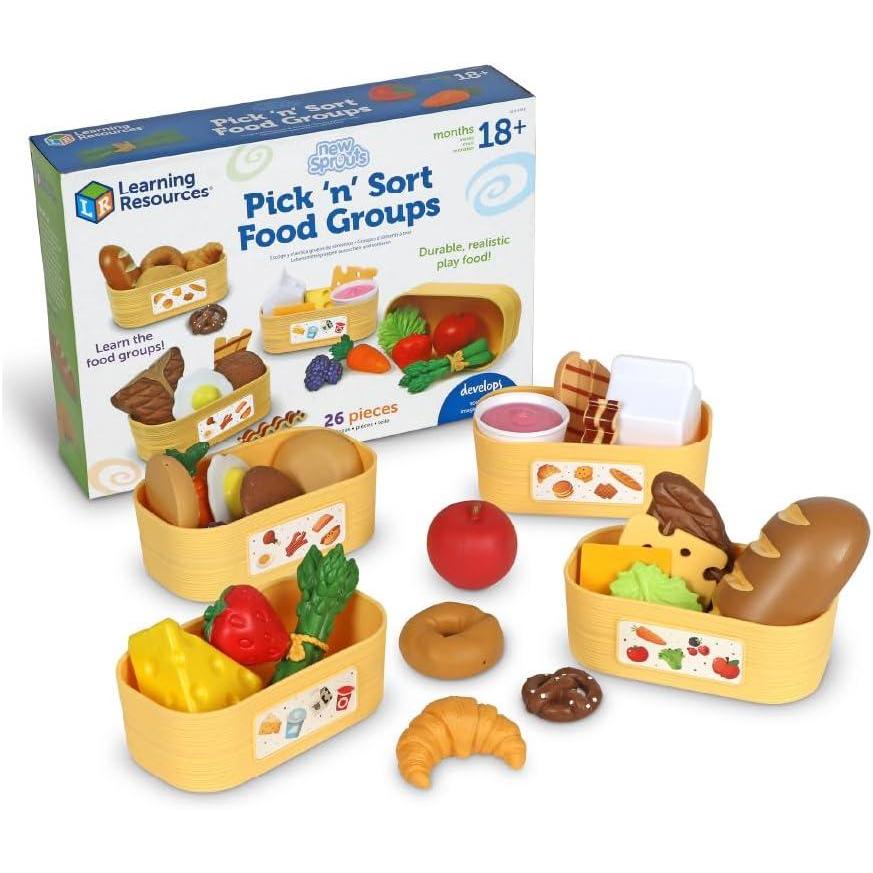 imageLearning Resources New Sprouts Pick n Sort Food Groups Grocery Store Pretend Play Play Kitchen Accessories Play Food for Toddlers Ages 18 Months 26 Pieces