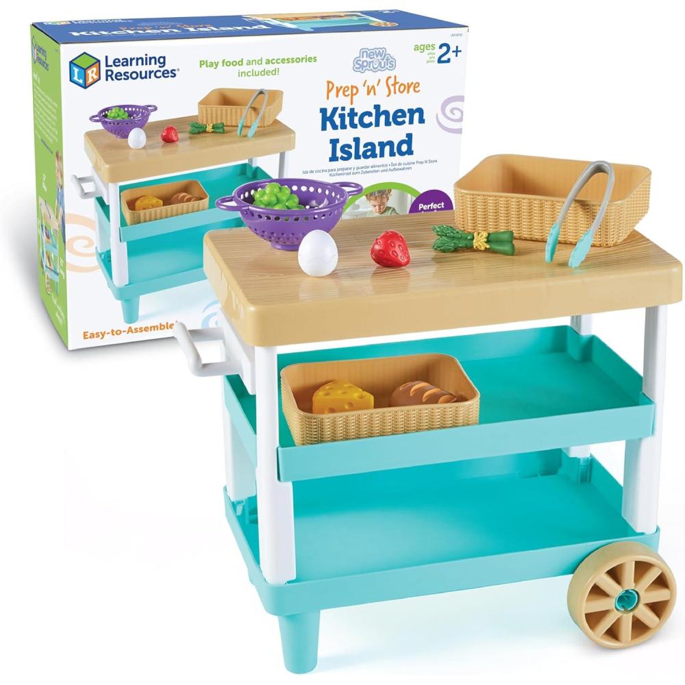 imageLearning Resources New Sprouts Prep n Store Kitchen Island Ages 2 Play Food for Kids Kitchens Grocery Store Pretend Play Play Food For Toddlers11 Pieces