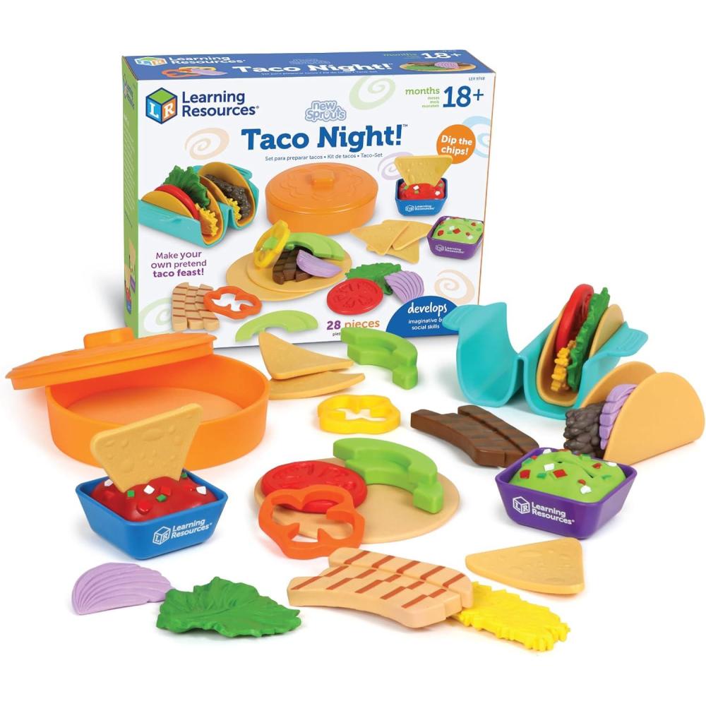 imageLearning Resources New Sprouts Taco Night Play Food for Kids Kitchens Grocery Store Pretend Play Play Kitchen Accessories Ages 18 Months28 Pieces