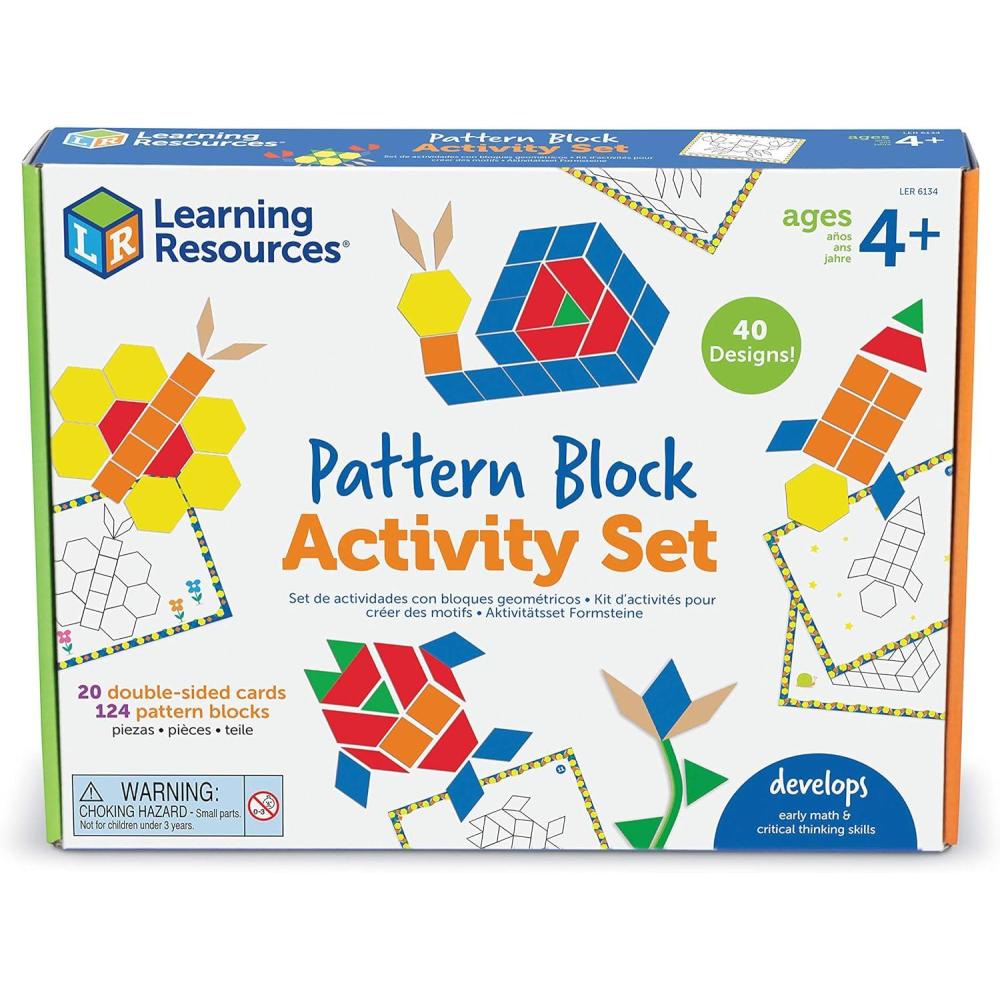 imageLearning Resources Pattern Block Activity Set 20 DoubleSided Cards Ages 4