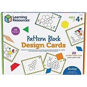 imageLearning Resources Pattern Block Design Cards Color Recognition STEM Toy Ages 4Medium Pack of 12