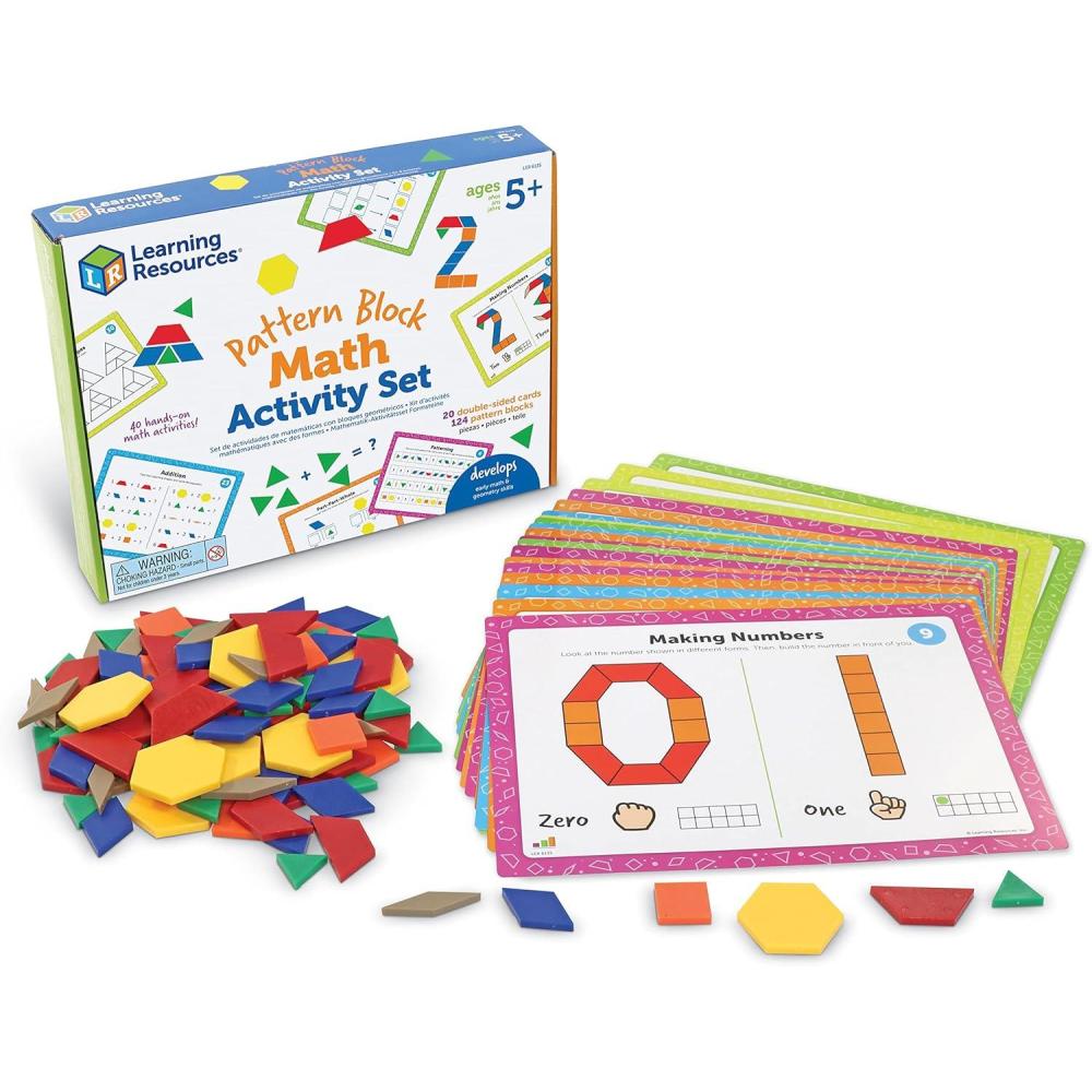 imageLearning Resources Pattern Block Math Activity Set  144 Pieces Age 5 Math Games for Kids Educational Games Kindergartner Math