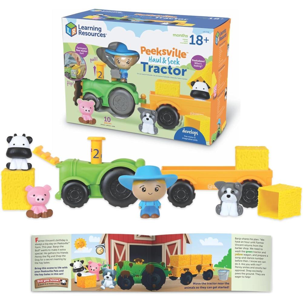 imageLearning Resources Peeksville Haul ampamp Seek Tractor Farm Animals Tractor Toy Kids Tractor Farm Games Toddler Toys Sensory Toys Preschool Learning Activities Peekaboo