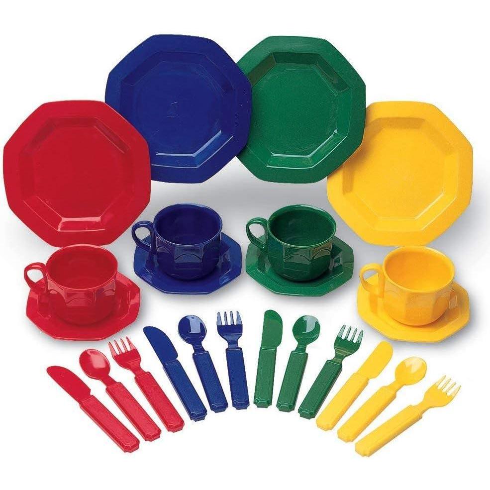 imageLearning Resources Play Dishes Colorful Kitchen Toy Plate Set 24 Piece Set Ages 3