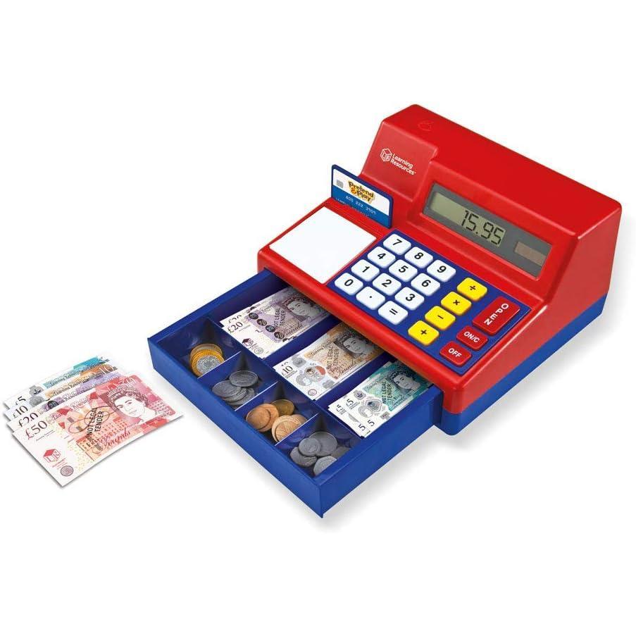 imageLearning Resources Pretend ampamp Play Calculator Cash Register with Canadian Currency Classic Counting Toy Kids Cash Register 73 Pieces Ages 3