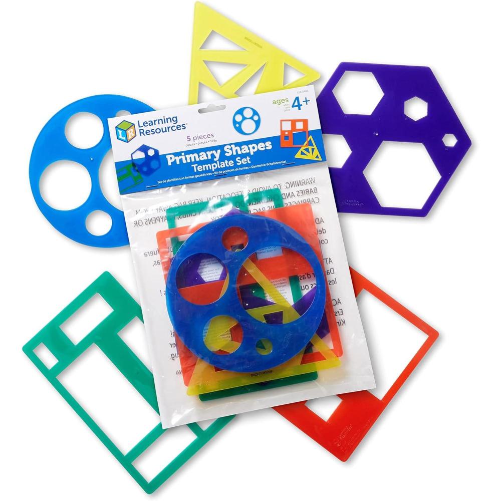 imageLearning Resources Primary Shapes Template Set  5 Pieces Ages 4 Homeschool and Classroom Supplies Geometric Shapes Tracing Helper for KidsPrimary Shapes