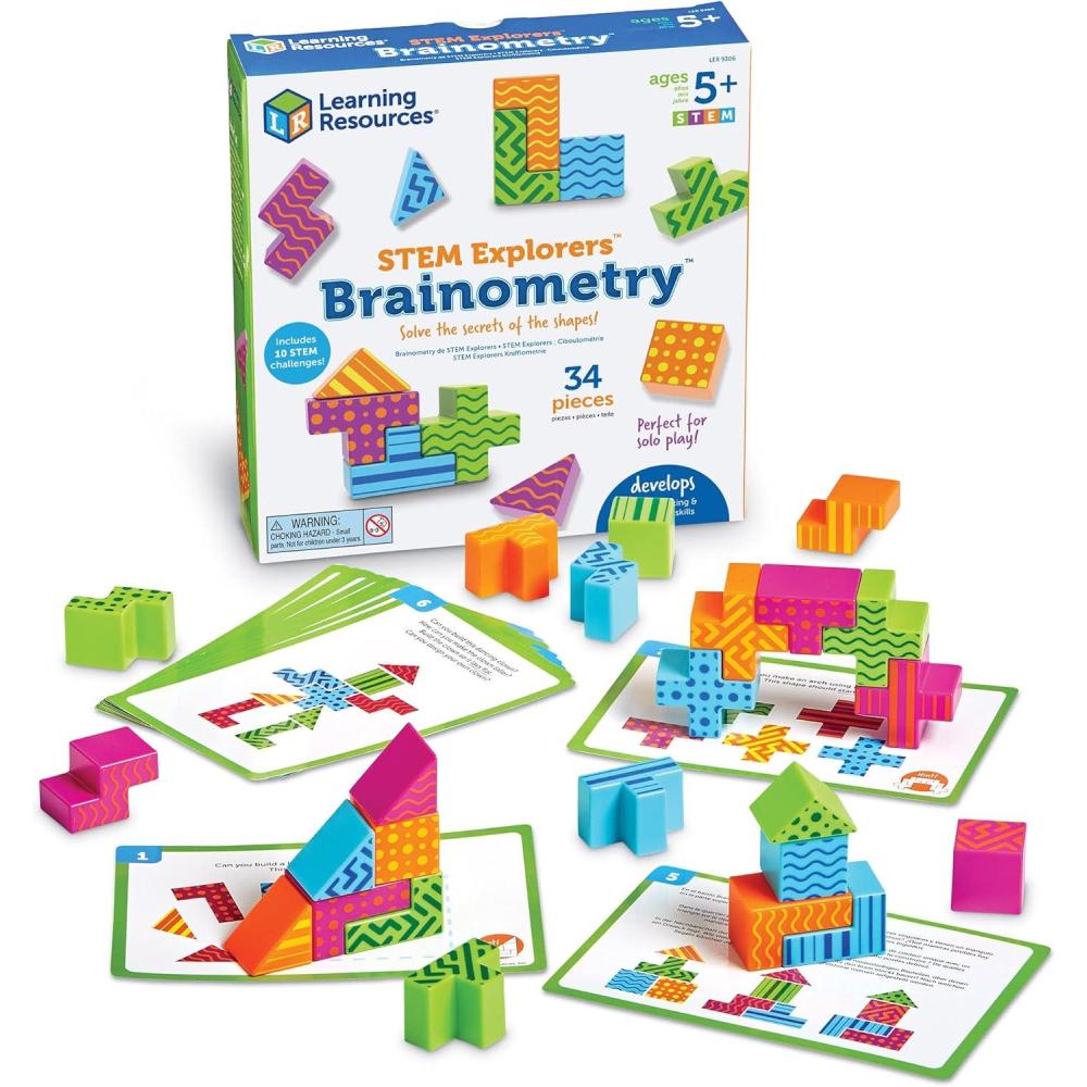 imageLearning Resources STEM Explorers Brainometry  3d Puzzle Brain Games Brainteaser Building Logic Toys Gifts For Boys and Girls Fine Motor Skills  Pattern Blocks Math ManipulativesSingle