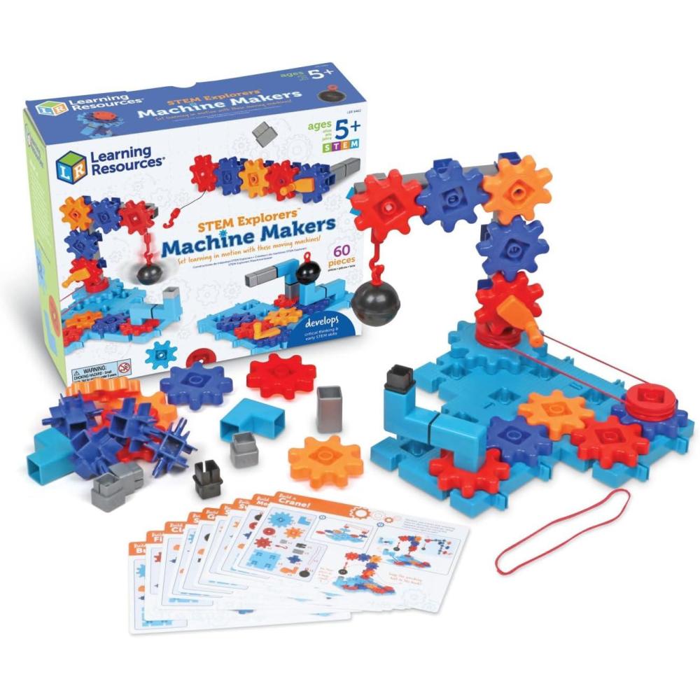 imageLearning Resources STEM Explorers Machine Makers 60 Pieces Ages 5 STEM Toys STEM Building Toys STEM Kits Engineering Toys Build it Yourself ToysStocking Stuffers