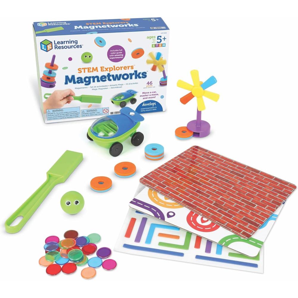 imageLearning Resources STEM Explores Magnetworks Magnetic Tiles Blocks STEM Toys Sensory Bin Toys Fine Motor Skills Kids Games Classroom Must Haves Birthday Gift