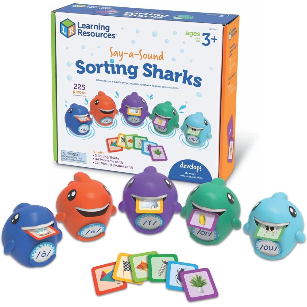 imageLearning Resources SayaSound Sorting Sharks  Montessori Toys Kindergarten Learning Activities Phonemic Awareness Flash Cards Dyslexia Tools for Kids Speech Therapy Materials Learn to Read