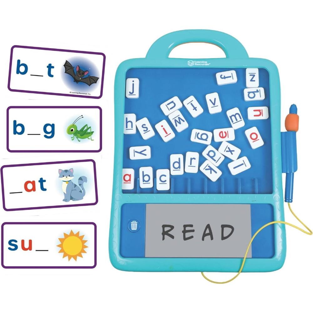 imageLearning Resources Skill Builders Magnetic Word Builder Learn to Read Phonetic Alphabet Puzzle Board ABC Kids Games Sensory Board for Kids Fine Motor Skills Birthday Gift