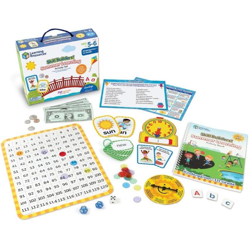 imageLearning Resources Skill Builders Summer Learning Activity Set Kindergarten to First Grade 252 Pieces Ages 56 Learning to Read for Kids  Handwriting Practice for Kids Reading Games