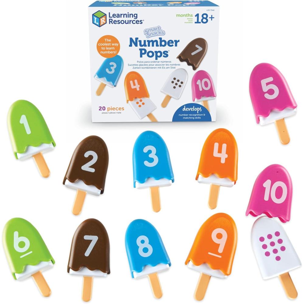 imageLearning Resources Smart Snacks Number Pops  20 Pieces Ages 2Toddler Number Learning Toys Preschool Math Games Fine Motor Toys Numbers for Kids