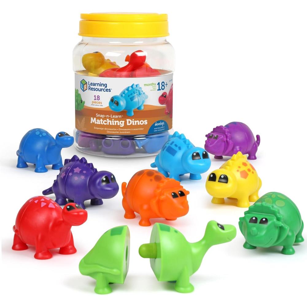 imageLearning Resources SnapnLearn Matching Dinos  Dinosaur Toys Mini Plastic Figures Sensory Bin Toddler Travel Games Shape Sorter Preschool Fine Motor Skills Montessori Counting
