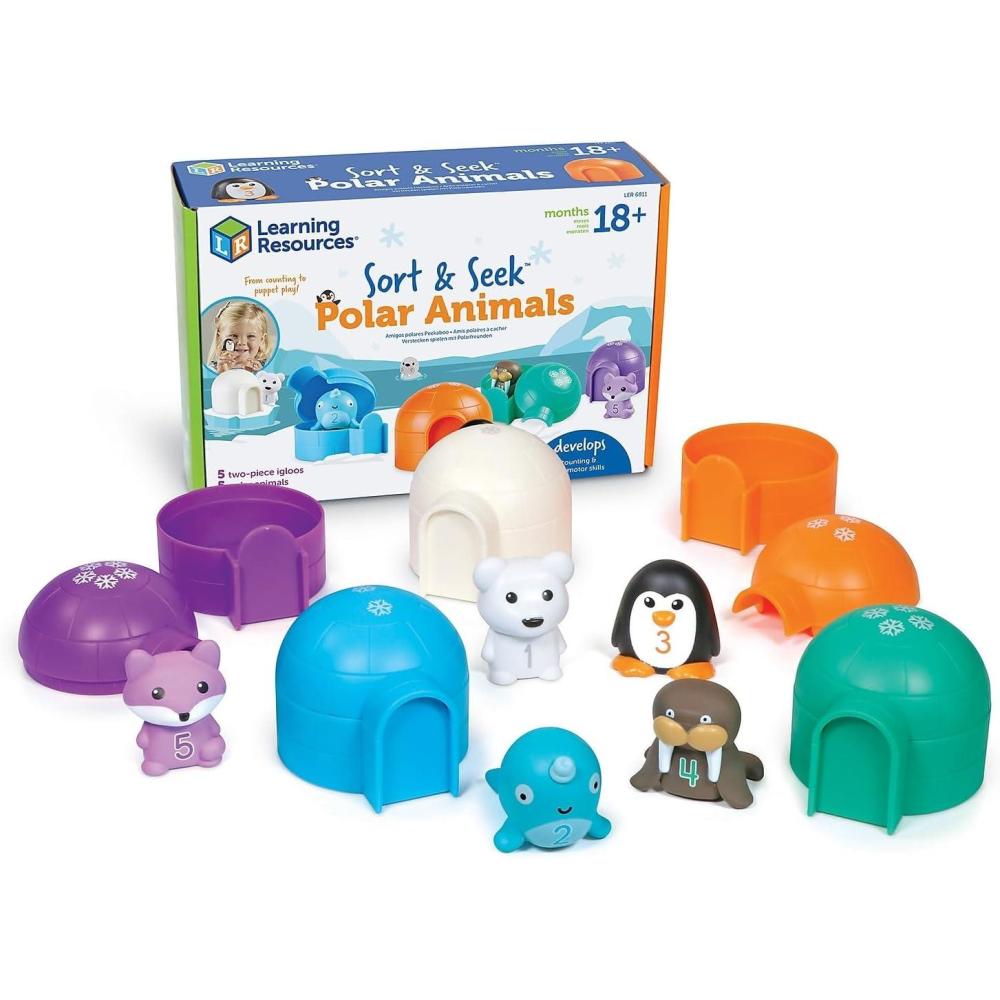 imageLearning Resources Sort ampamp Seek Polar Animals  15 Pieces Age 18 Months Toddler Learning Activities Educational Toys Educational Toy Set Color Teaching Toys