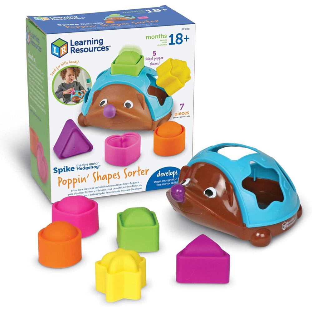 imageLearning Resources Spike The Fine Motor Hedgehog Poppin Shapes Sorter Educational Baby ampamp Toddler Toys Fine Motor Montessori Must Haves