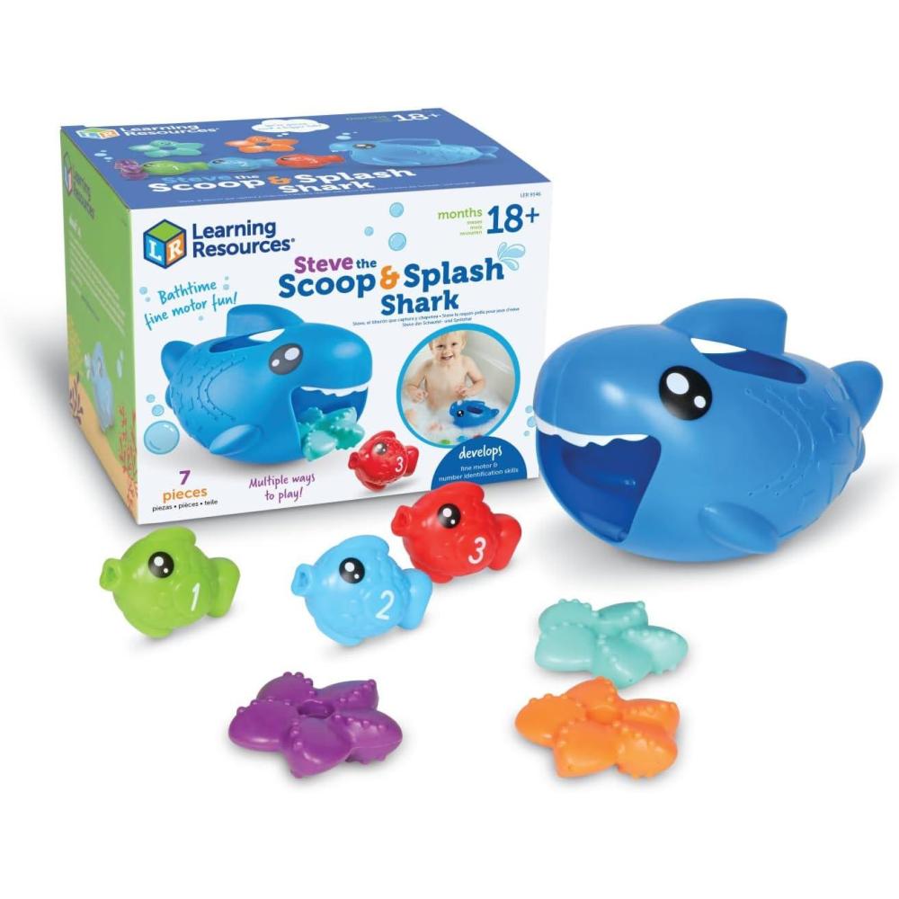 imageLearning Resources Steve The Scoop ampamp Splash Shark 7 Pieces Ages 18 Months Toddler Learning Toys Baby Toys Toddler BathtubPool Toys Water Toys Stocking Stuffers