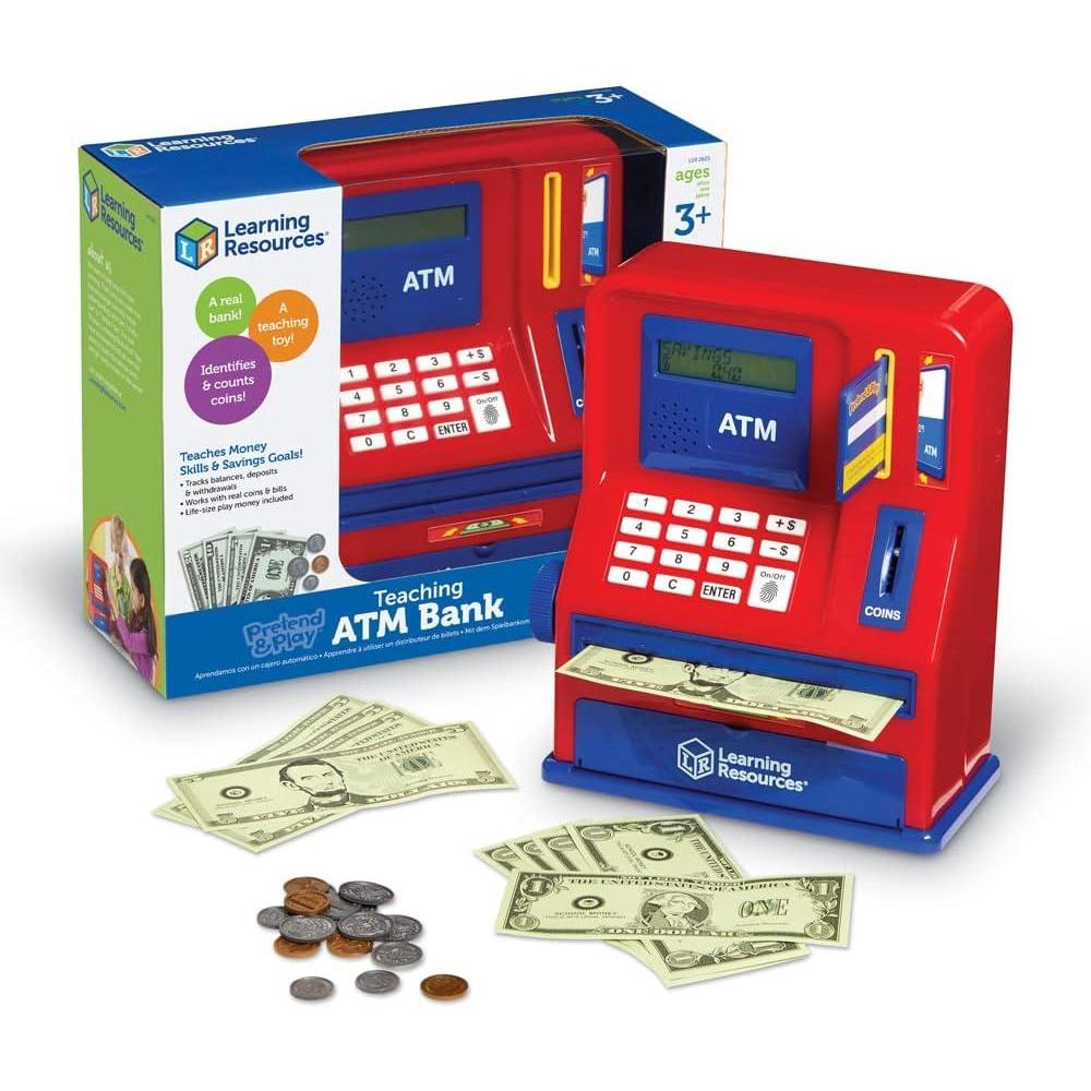 imageLearning Resources Teaching ATM Bank  32 Pieces Ages 3 Toddler Learning Toys Cash Register for Kids Play Money for Kids