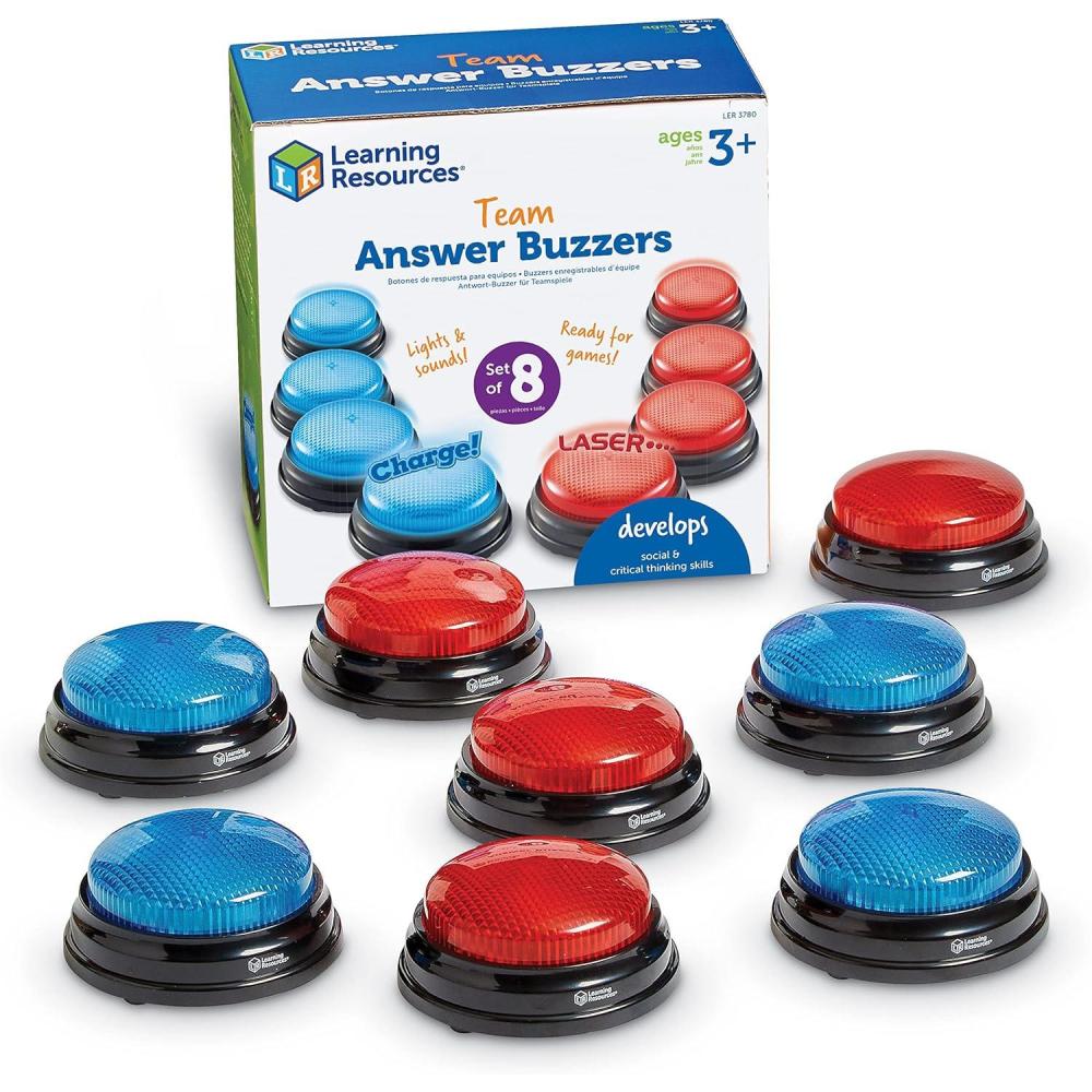 imageLearning Resources Team Answer Buzzers Classroom Buzzers Set of 8 Buzzers Game Show Toys Develops Social Skills Ages 3Buzzers