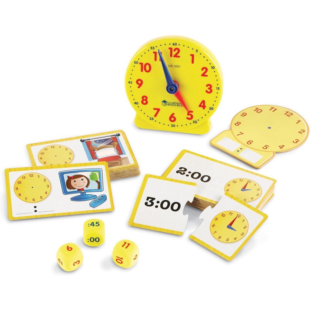 imageLearning Resources Time Activity Set  41 Pieces Ages 5Clock for Teaching Time Telling Time Homeschool Supplies Montessori ClockTime Activity Set