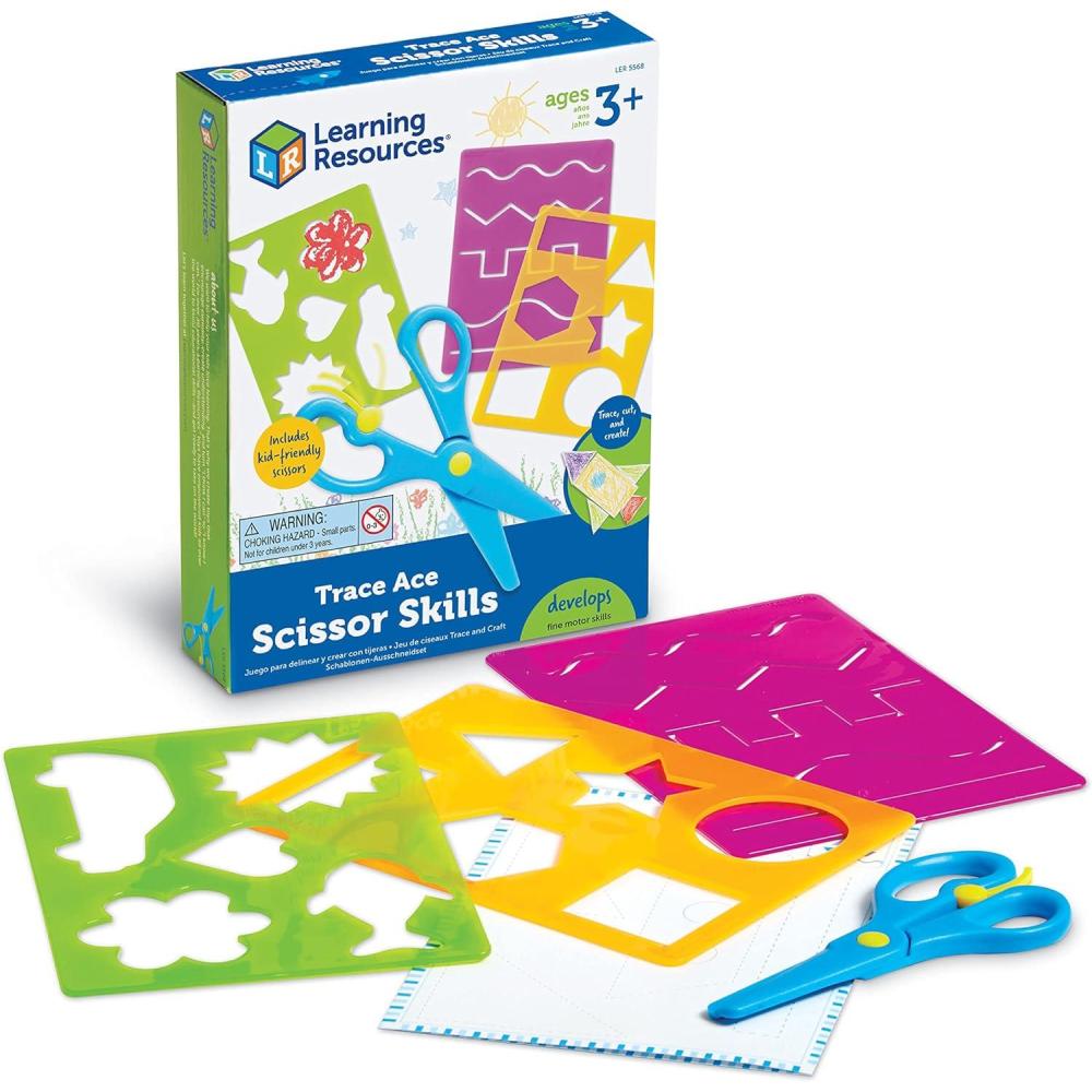 imageLearning Resources Trace Ace Scissor Skills Set  7 Pieces Ages 3 Toddler Learning Supplies Homeschool and Classroom Activities Fine Motor Tools for Toddlers