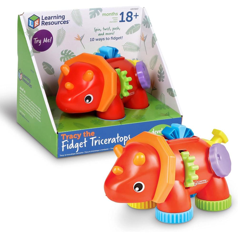 imageLearning Resources Tracy the Fidget Triceratops Baby Toys Sensory Toys For Toddlers Fine Motor toys Montessori Toys1 Piece Ages 18 Months