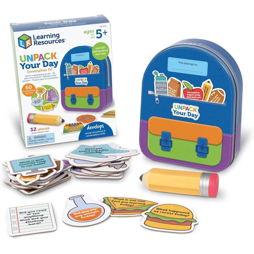 imageLearning Resources Unpack Your Day Conversation Kit 32 Pieces Ages 5 Social Emotional Learning Toys Social Emotional Learning Games