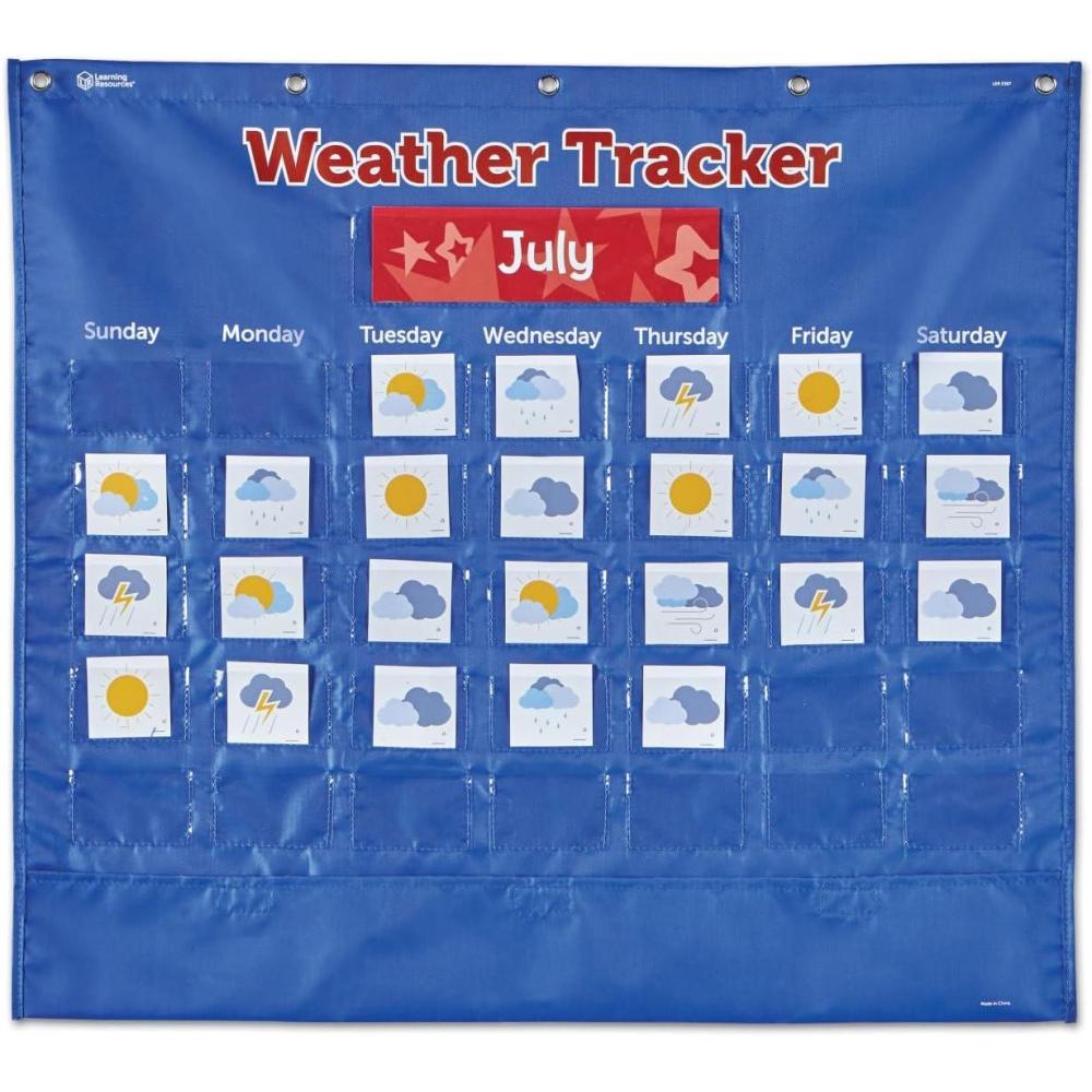 imageLearning Resources Weather Tracker Pocket Chart 102 Pieces Ages 5 School Supplies for Teachers Classroom Supplies Teacher Resources