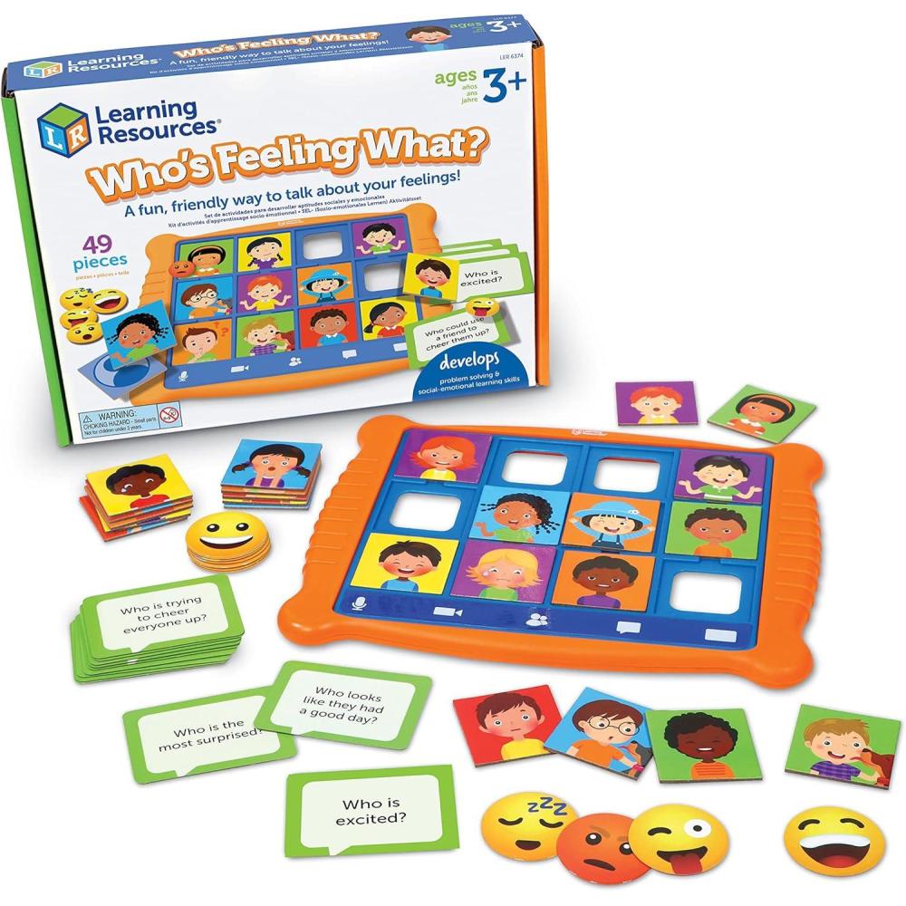 imageLearning Resources Whos Feeling WhatSocial Emotional Learning Games Communication Games for Kids Emotion Toys Feeling Toys for Kids 49 Pieces Age 3Learning Games